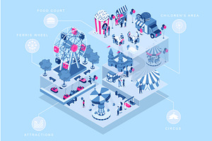 Amusement Park Isometric Concept, a Sport Illustration by alexdndz