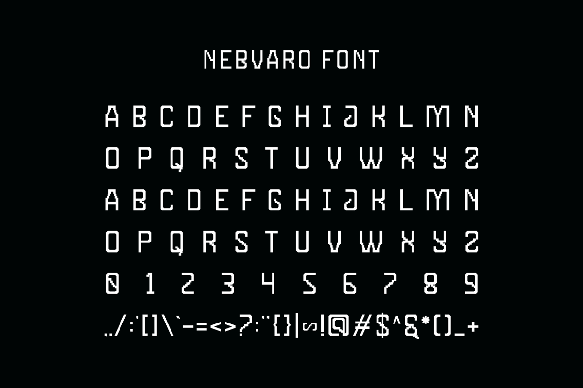 Nebvaro - Pixel Tech Font, a Sans Serif Font by Iqsiart Studio (Photo 5 of 6)