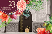 Oriental Botanical Watercolor Set, a Decorative Illustration by AnitaPol (Thumbnail 2 of 15)