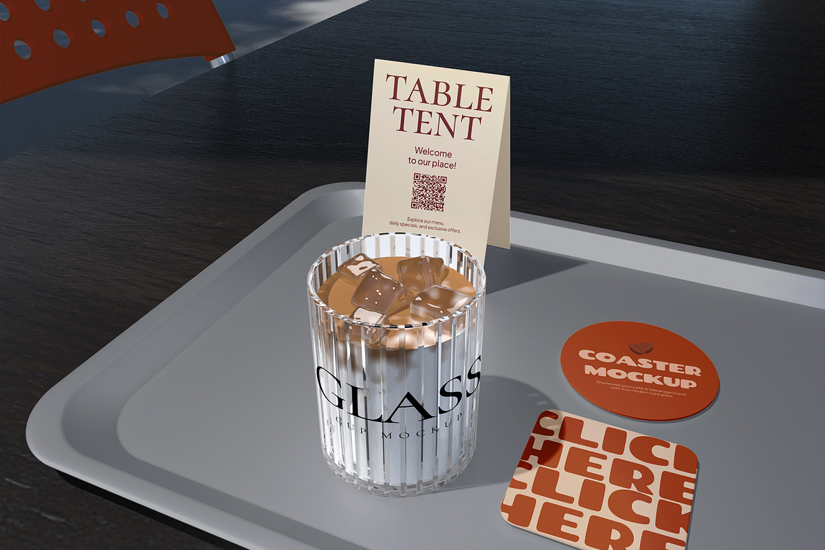 Iced Glass Cup Mockup, a Packaging Mockup by Unerispace (Photo 2 of 5)