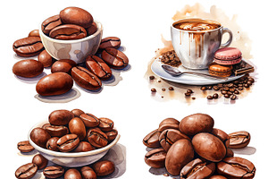 Coffee Shop Elements Clipart Bundle