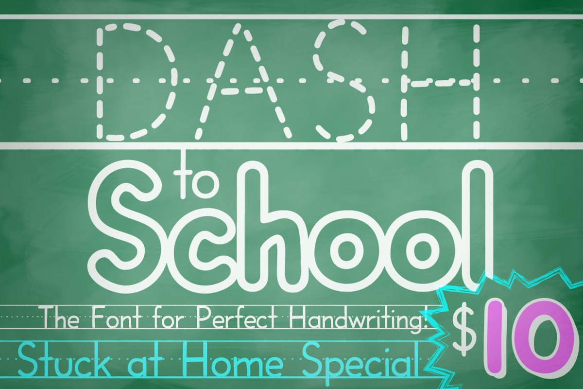 Dash to School - a handwriting font