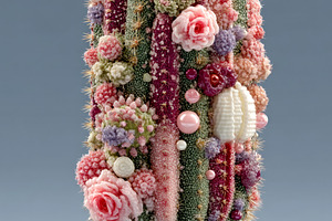 Colorful cactus shaped like ice cream popsicle adorned with flow, a Photo by José Manuel Gelpi