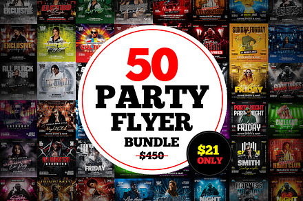 50 Night Club Party Flyer Bundle, a Flyer Template by RTXdesinger99