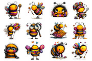 Whimsical Honey Bees Clipart, an Illustration by Dream Creation (Thumbnail 2 of 6)