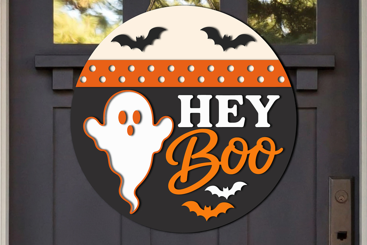 Hey Boo Ghost Halloween Laser Cut, an Object Graphic by OK Design (Photo 2 of 3)