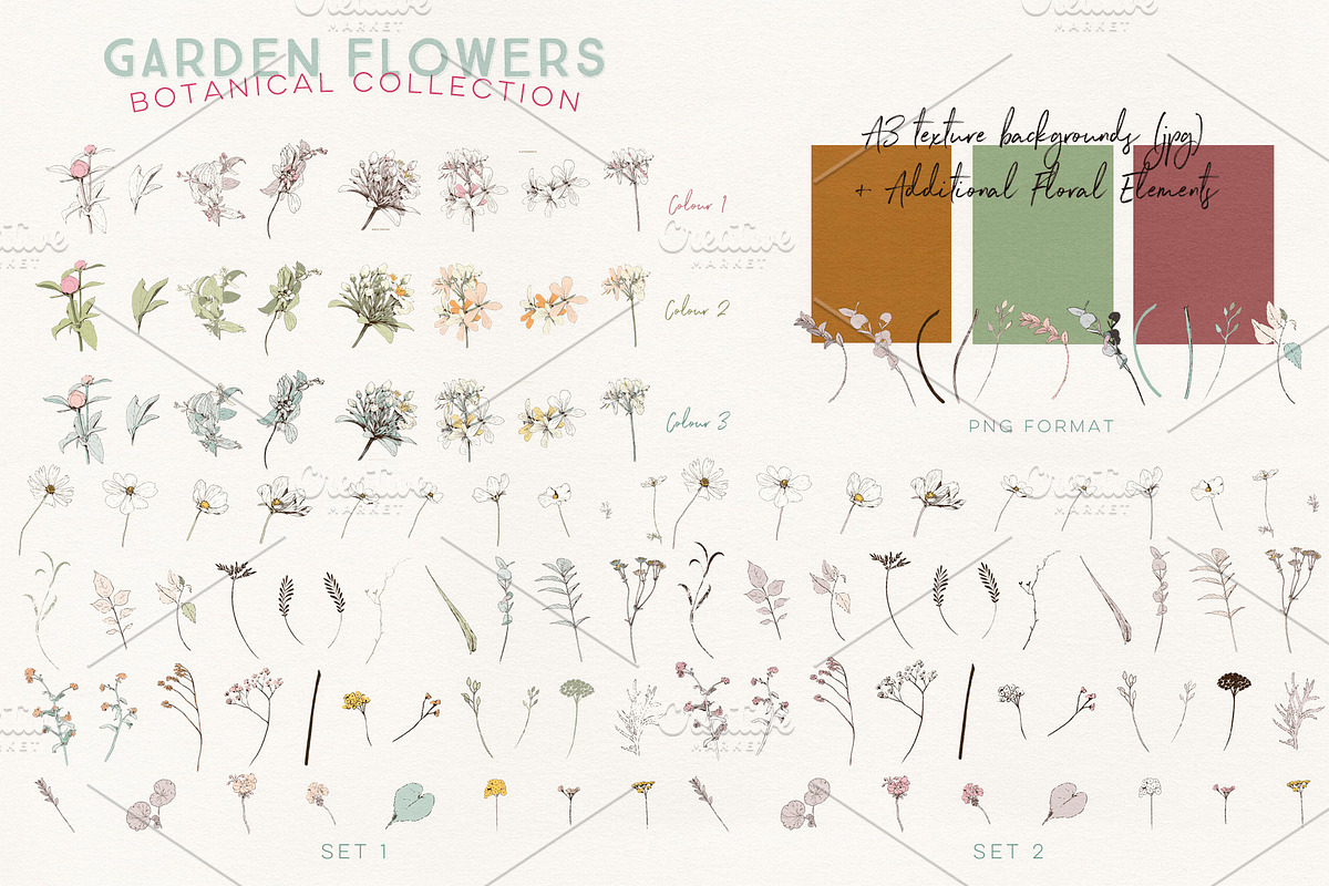 Garden Florals Botanical Set, an Illustration by White Lane Studio (Photo 2 of 9)