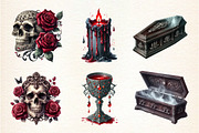 Vintage Vampire Clipart Designs, a Seasonal Illustration by DreamArtGraphic (Thumbnail 3 of 5)