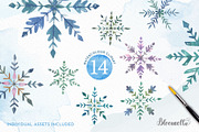 Snowflakes Watercolour Set Clipart, an Object Illustration by Bloomella (Thumbnail 6 of 6)