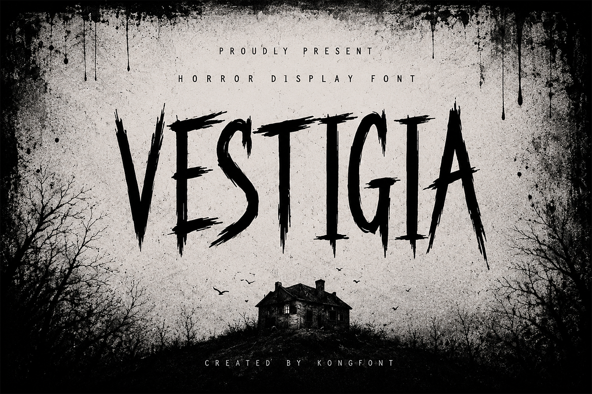 Vestigia - Horror Display Font, a Blackletter Font by overlaytemplates (Photo 1 of 5)
