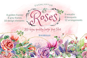 Eucalyptus & Roses: polygons+florals
