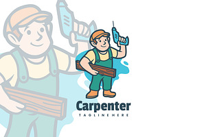 Carpenter Cartoon Logo Design., a Branding & Logo Template by VectorCraft