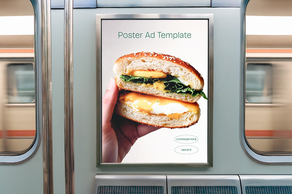 Public Transport Poster Mockup, an Advertising Mockup by The Rose Project