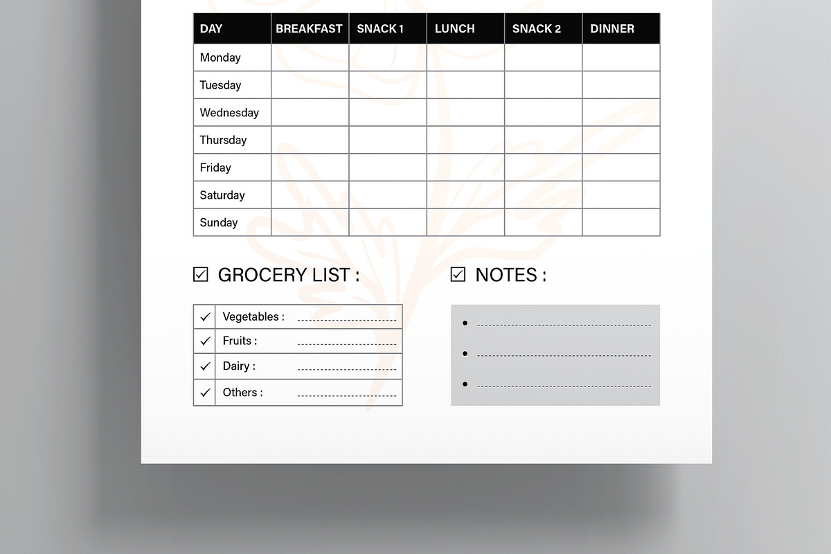 Weekly Diet Planner Template Layout, a Stationery Template by MightyDesign (Photo 3 of 8)