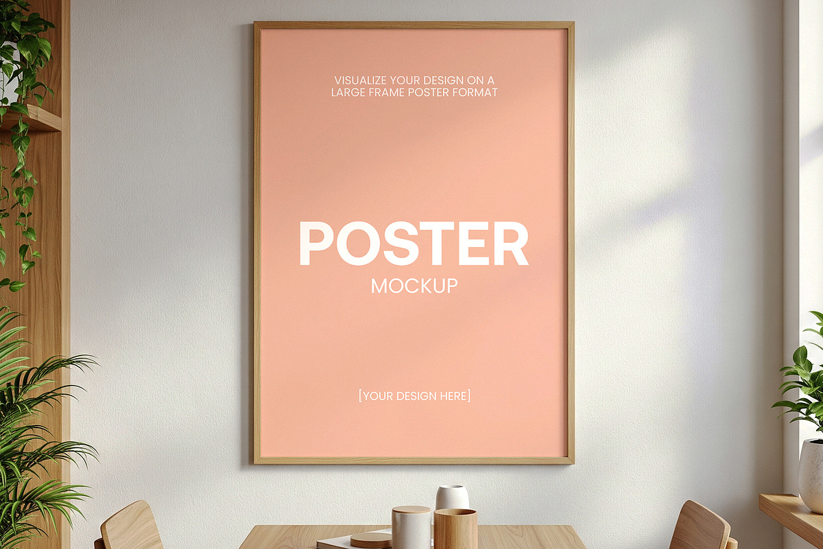 Interior Wooden Frame Poster Mockup, an Advertising Mockup by graphypix (Photo 1 of 4)