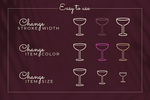 Elegant Line Art Bar Menu Icons