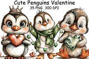 Cute Penguins Valentine Clipart, an Illustration by CraftArtStudio (Thumbnail 1 of 6)