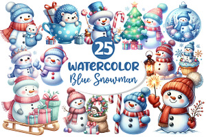 Christmas Snowman Clipart, an Illustration by Dream Creation