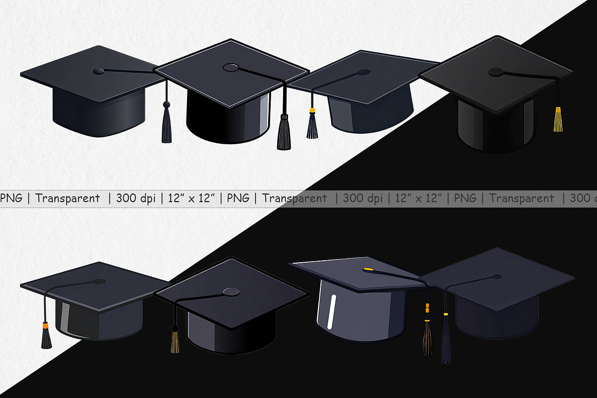 Graduation Cap Clipart, a Graphic by Artnoy (Photo 2 of 5)
