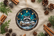 Stained Glass Raccoon Ornament Art, a Seasonal Illustration by CrexoraLab (Thumbnail 2 of 3)