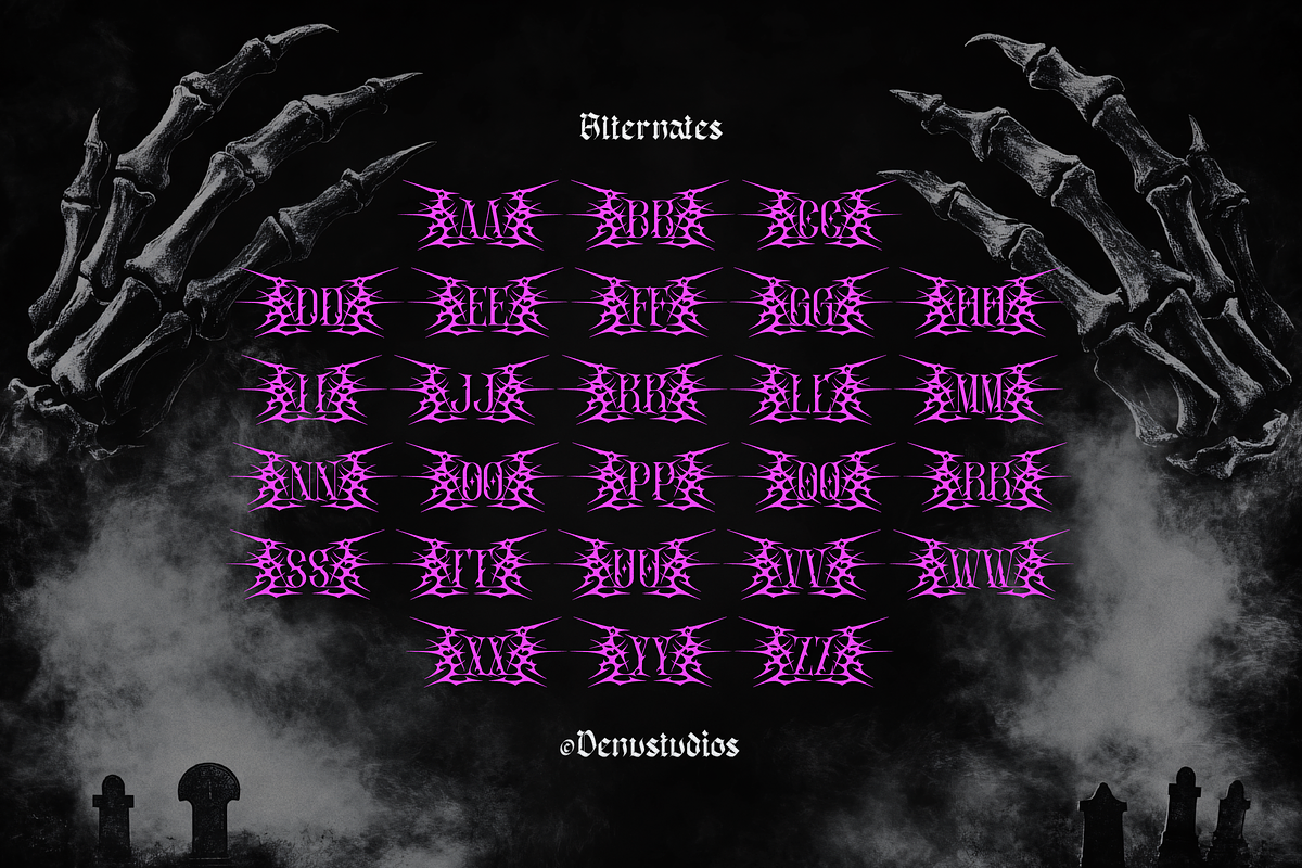 Nevron Sin | Black Metal Typeface, a Blackletter Font by Denustudios (Photo 11 of 12)