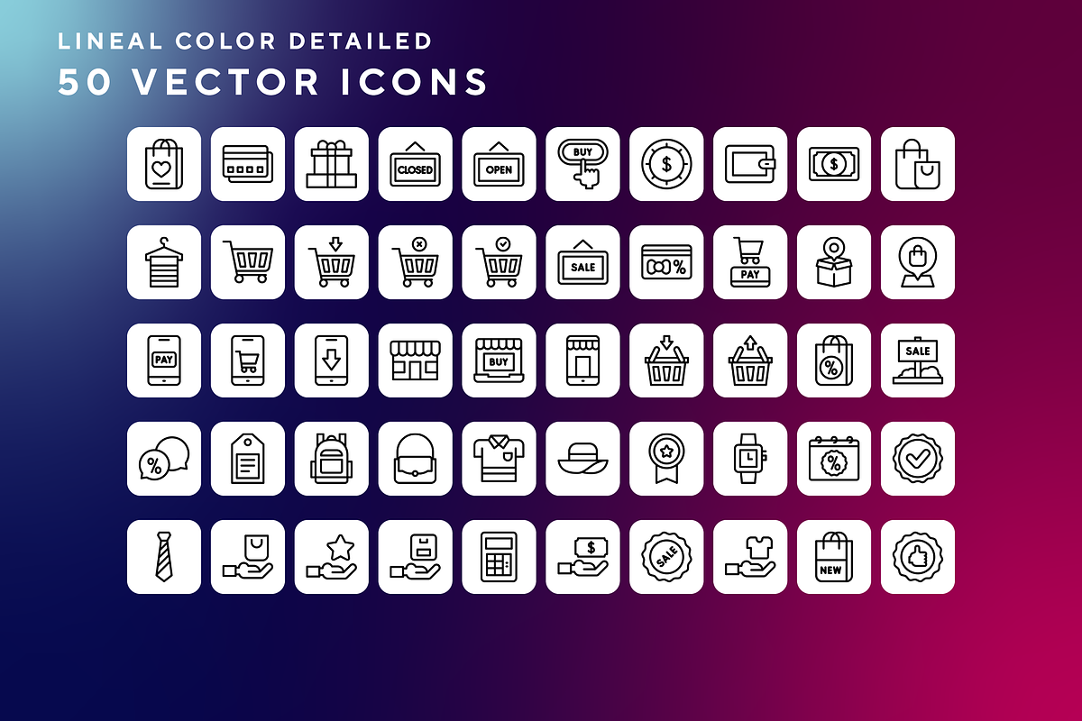 Shopping icons, an Outline Icon by Wencory (Photo 1 of 2)