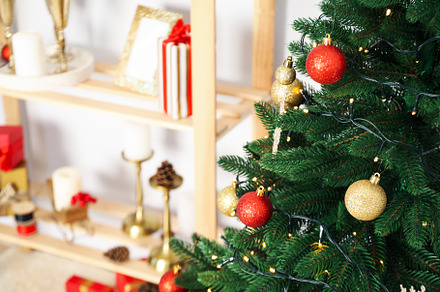 Christmas tree and shelving with Christmas accessories, space fo, an Arts & Entertainment Photo by AtlasStudio PRO