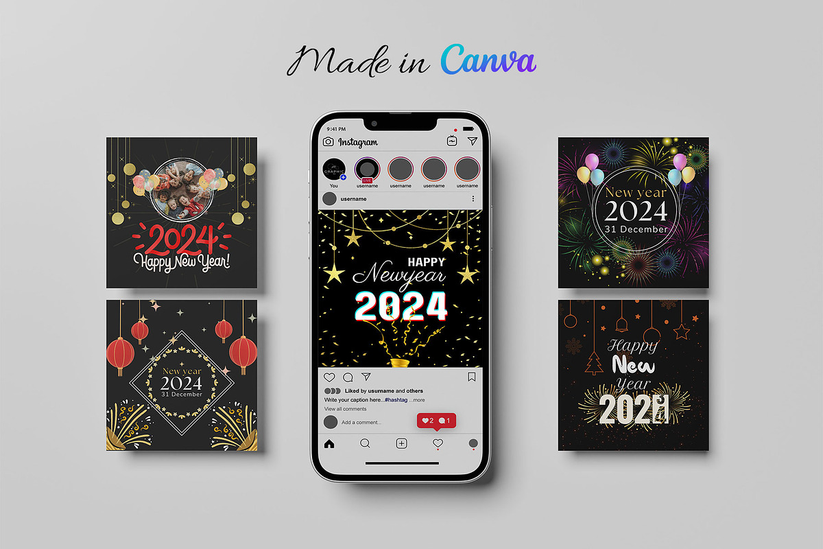 2024 New Year 10 Instagram template, a Social Media Template by Waliullah Solutions (Photo 1 of 4)