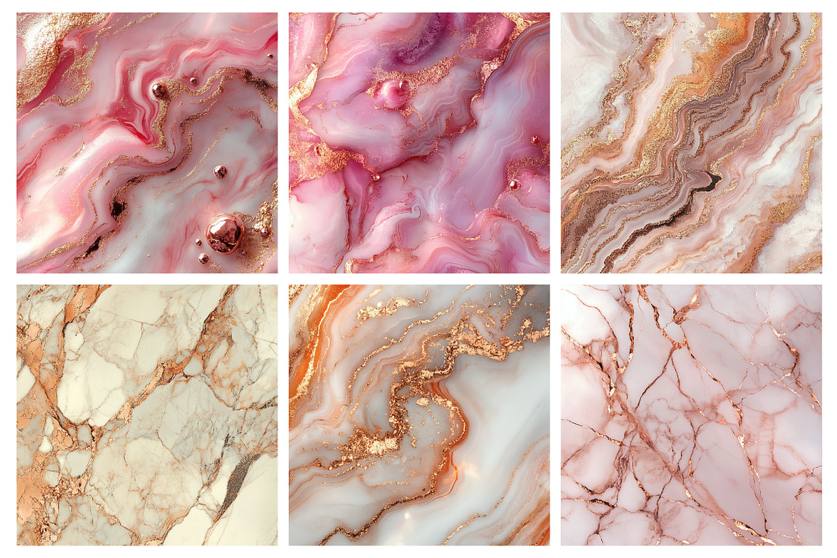Rose Gold Marble Digital Paper, a Texture Illustration by RobertsArt (Photo 4 of 4)