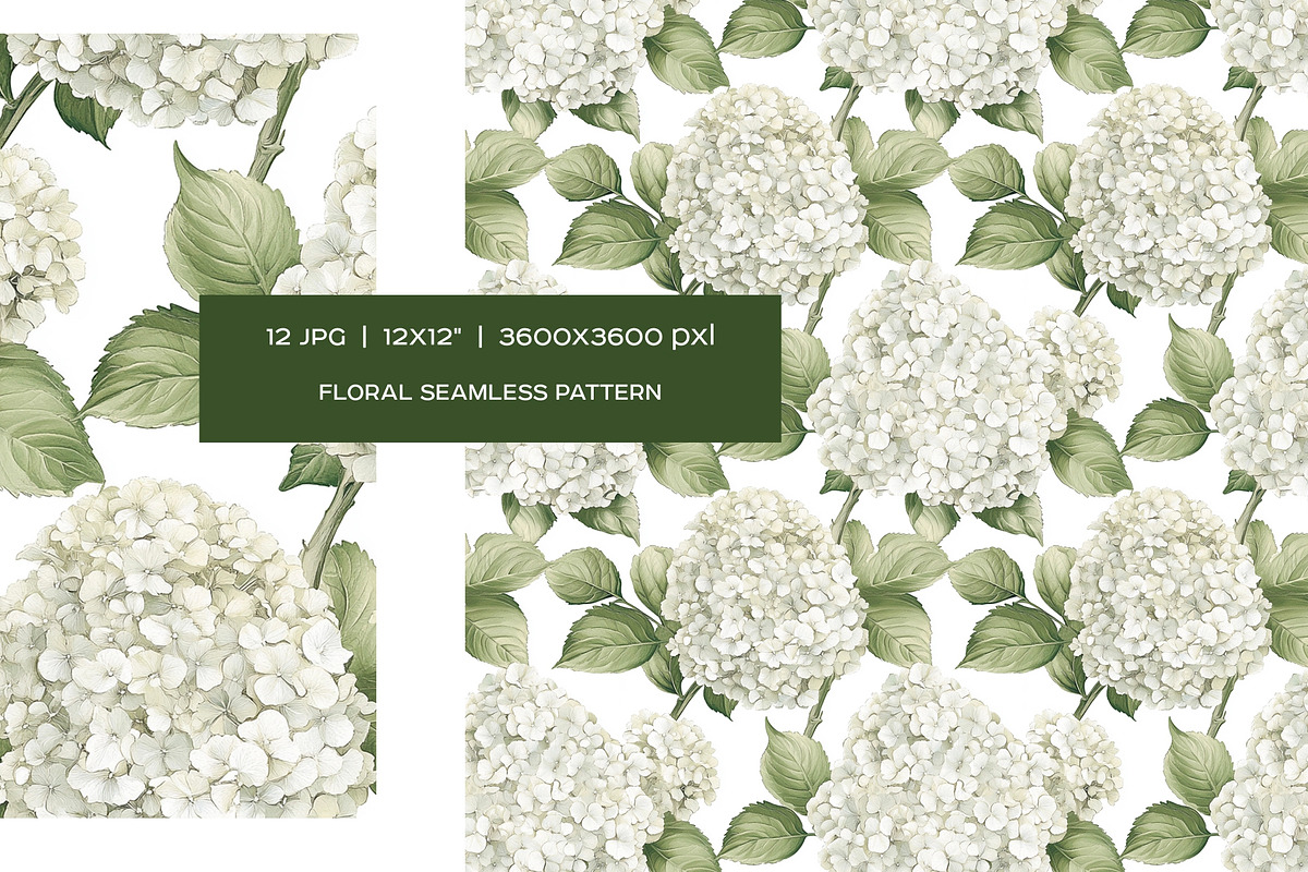 Watercolor white flowers patterns, a Pattern Graphic by Art and Funny (Photo 5 of 7)