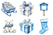 Blue Christmas Clipart, an Illustration by Daily.Designs (Thumbnail 4 of 5)