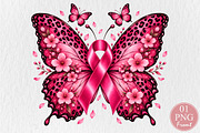 Breast Cancer Awareness Butterfly, a Seasonal Illustration by Rose Art (Thumbnail 1 of 4)