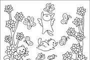 10 Cute cats coloring pages, an Illustration by Somjai King (Thumbnail 9 of 11)