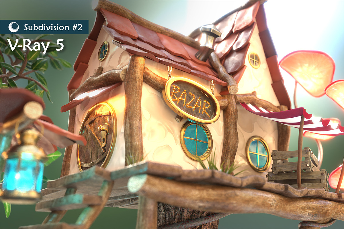 Subdivision&LowPoly fairy tree house, an Architecture 3D Model by Cute & 3D (Photo 5 of 28)