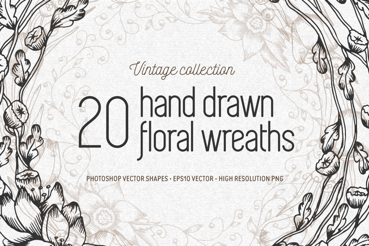 20 vintage floral wreaths, a Decorative Illustration by Chelovector (Photo 1 of 2)