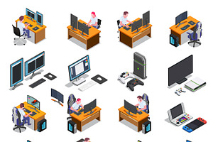 Gaming Development Isometric Set