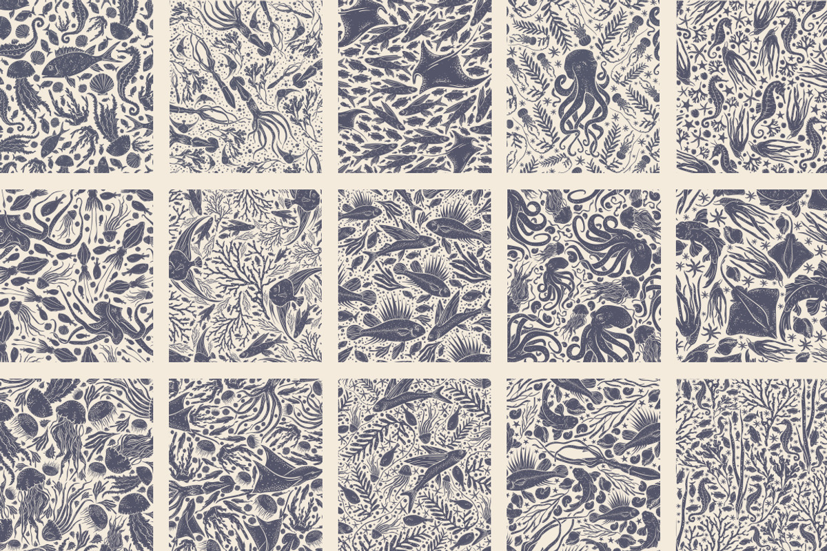 Inhabitants of the sea patterns, a Pattern Graphic by Piñata (Photo 3 of 14)
