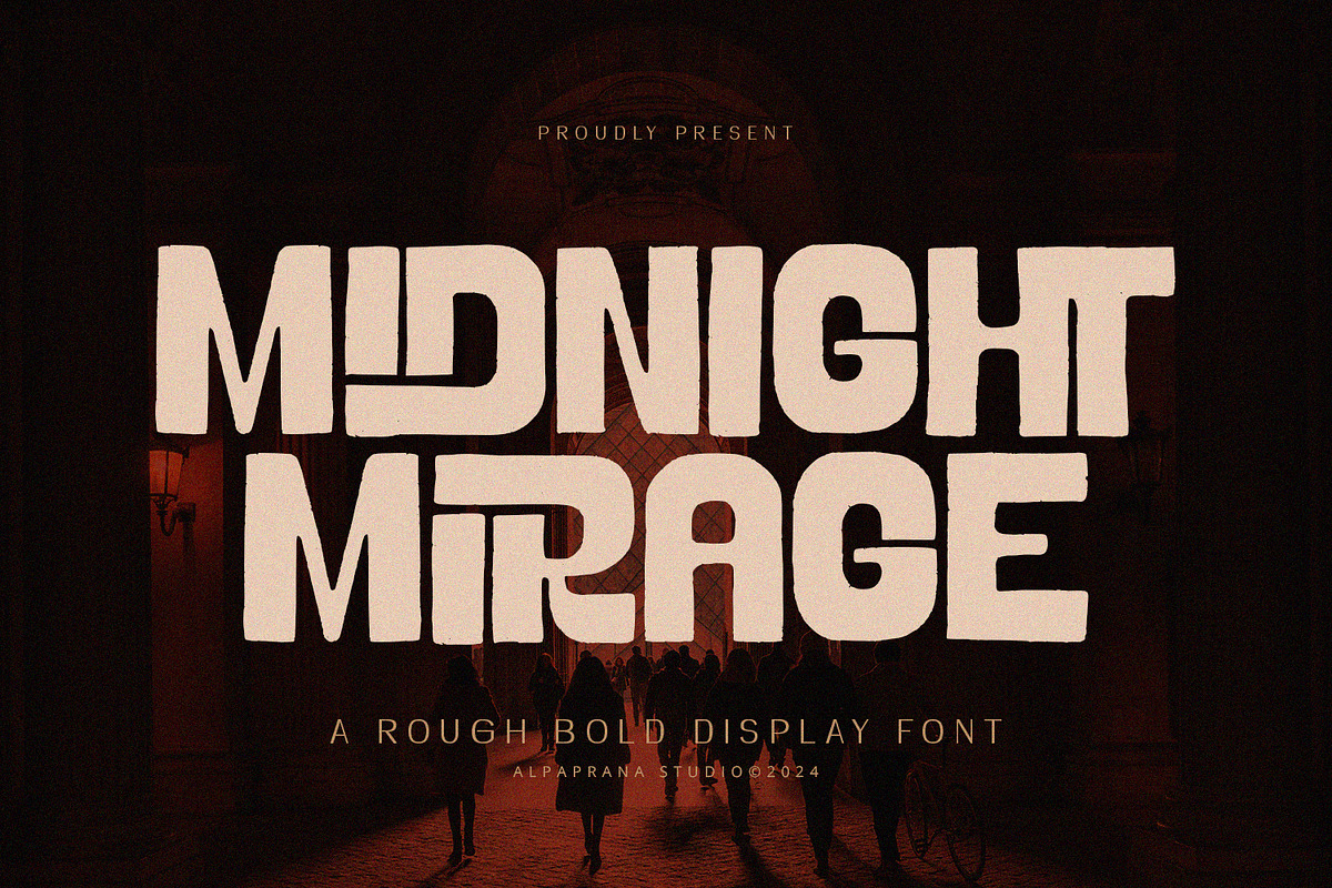 Midnight Mirage - Rough Display, a Script Font by Alpaprana (Photo 1 of 10)