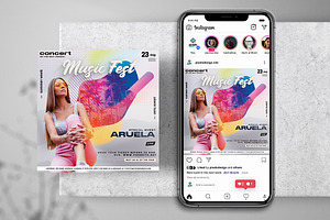 Music Party Color Instagram Flyer, a Flyer Template by PixelsDesign