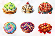 Pie Watercolor ClipArt's, an Illustration by RobertsArt (Thumbnail 7 of 9)