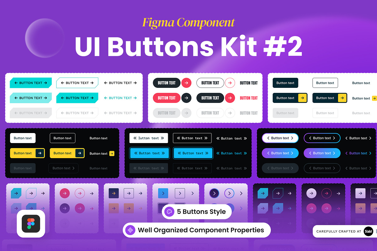 Figma Component - UI Buttons Kit #2, an UI Kit Template by SLAB! Design (Photo 1 of 3)