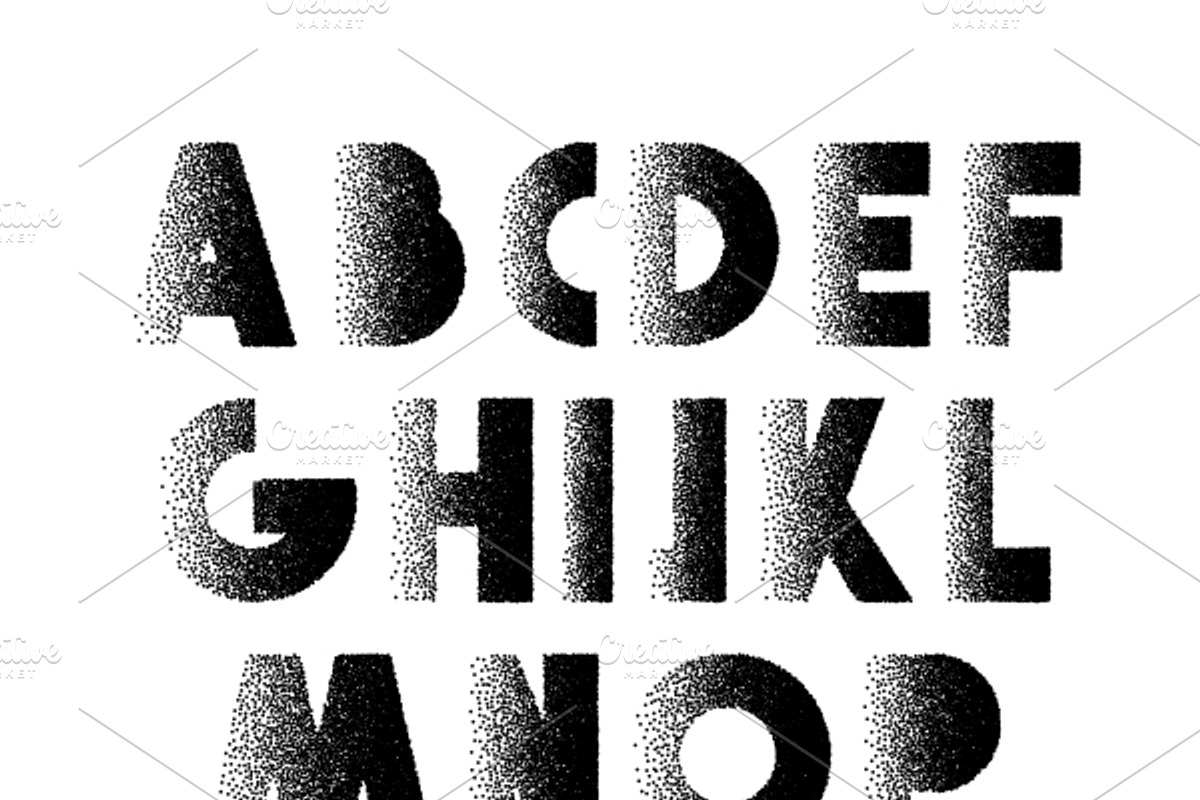 Font Retro Stipple. Alphabet retro, an Object Graphic by Modern vector