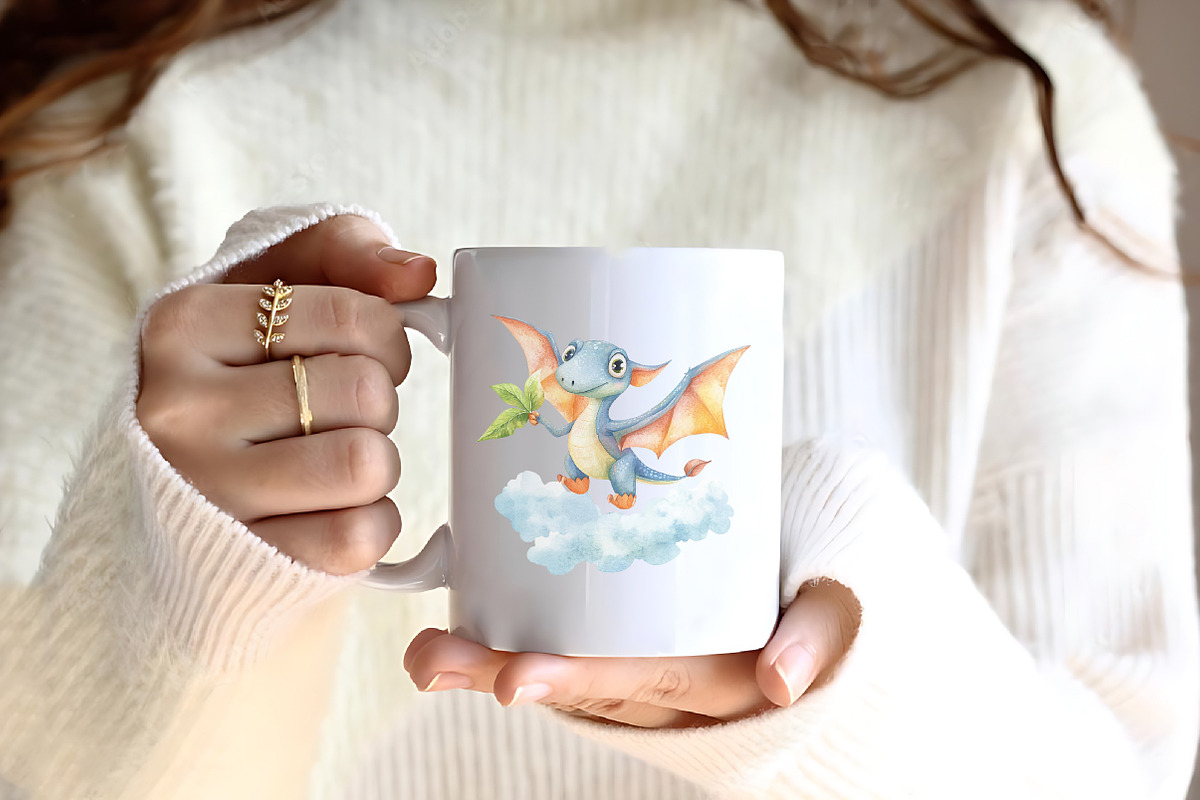 Watercolor Prehistoric Cute Dinosaur, an Illustration by CreationArt (Photo 4 of 9)