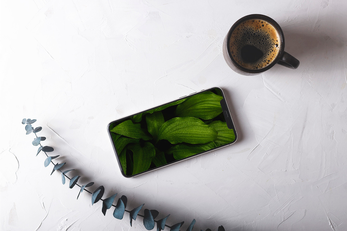 Mockup screen of smartphone on gray, an iPhone Mockup by Valeriia • Svitlini (Photo 3 of 3)