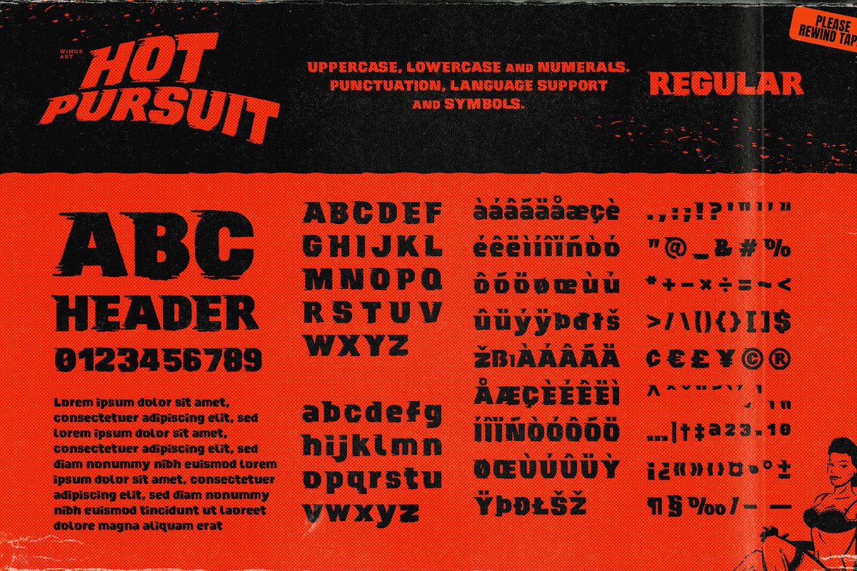 Hot Pursuit: Grind-house Font, a Sans Serif Font by Wingsart Studio (Photo 4 of 16)