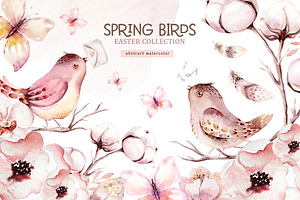 Watercolor Spring Birds Collection