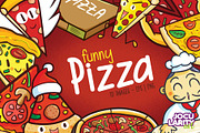 Funny Pizza Cartoon Illustration, a Food Illustration by Jocularity Art (Thumbnail 1 of 3)