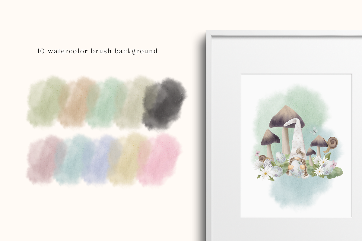 Gnome Easter & Mushroom Watercolor, an Illustration by Balada Digital Art (Photo 6 of 11)