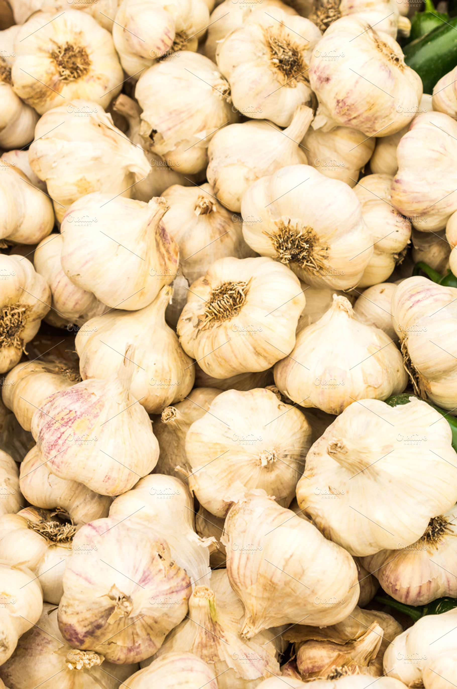 White Garlic Cloves On Display
