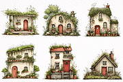 Green Summer Home Watercolor Clipart, an Illustration by DreamArtGraphic (Thumbnail 5 of 8)